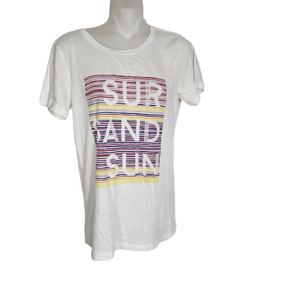 J. Crew Collector Tees T Shirt Size Small Sur Sand Sun Short Sleeve White C8020 - Picture 1 of 8